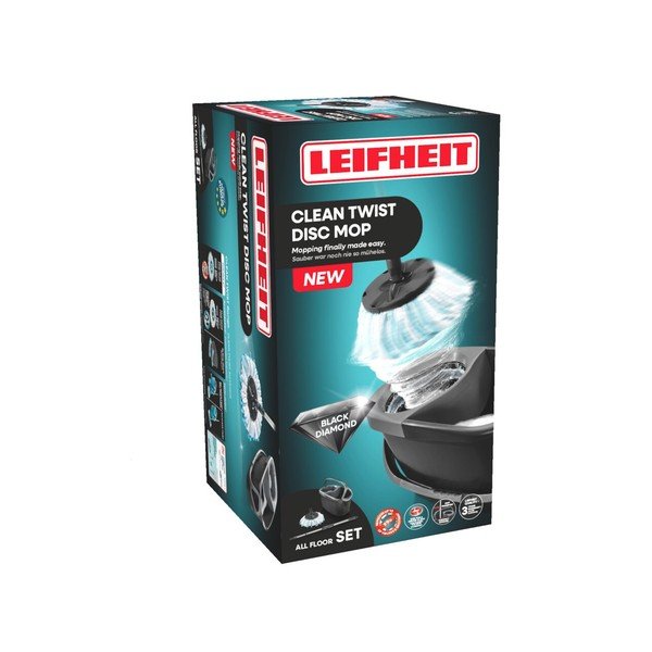 Rotējoša grīdas mazgāšanas slota ar spaini Clean Twist Disc Mop Ergo Black – LEIFHEIT-image-2
