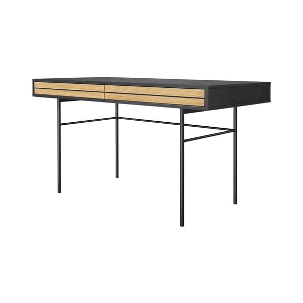 Melns rakstāmgalds Woodman Stripe, 130 x 60 cm-image-2