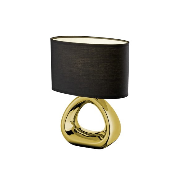 Galda lampa no melnas un zelta keramikas un auduma Trio Gizeh, 34,5 cm