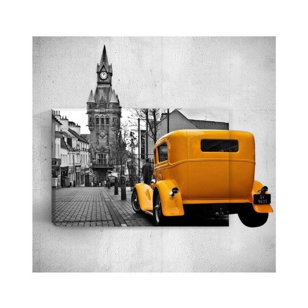 Mosticx Dzeltena retro automašīna pilsētā, 40 x 60 cm