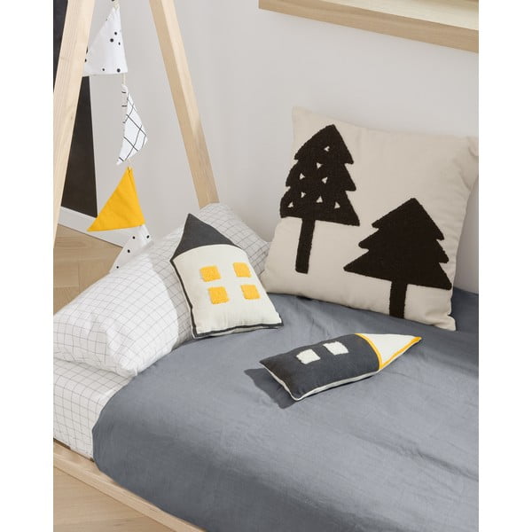 Melni bēšs bērnu spilvens no organiskās kokvilnas Kave Home Nisi, 13 x 35 cm-image-2