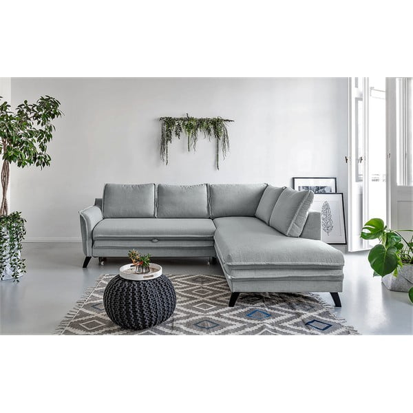 Gaiši pelēks izlaižams stūra dīvāns Miuform Charming Charlie L, labais stūris-image-1