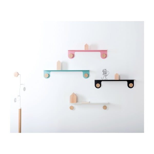 Sienas plaukts no zaļa tērauda ar ozolkoka detaļām un 2 āķiem Gazzda, garums 70 cm-image-4