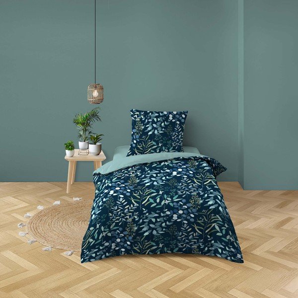 Zila vienguļamā kokvilnas gultas veļa 140x200 cm Stacy – douceur d'intérieur-image-2