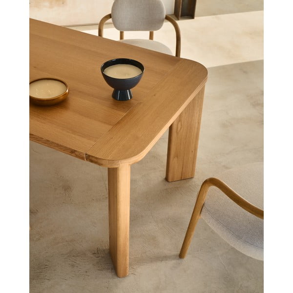 Dabīga toņa izvelkams ēdamgalds ar ozolkoka imitācijas galda virsmu 100x200 cm Jondal – Kave Home-image-2