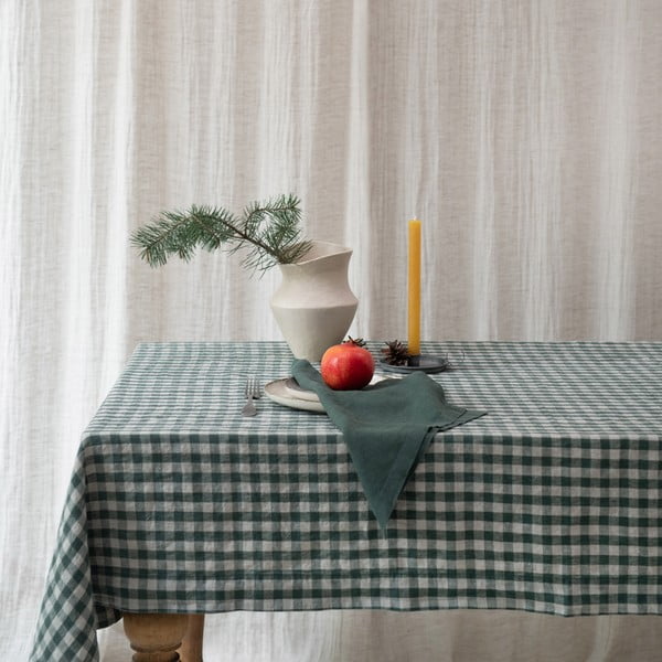 Lina galdauts 140x200 cm Forest Green Gingham – Linen Tales-image-3