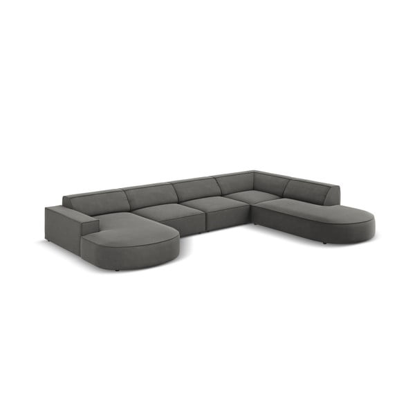 Pelēks samta stūra dīvāns (labais stūris) Jodie – Micadoni Home-image-4