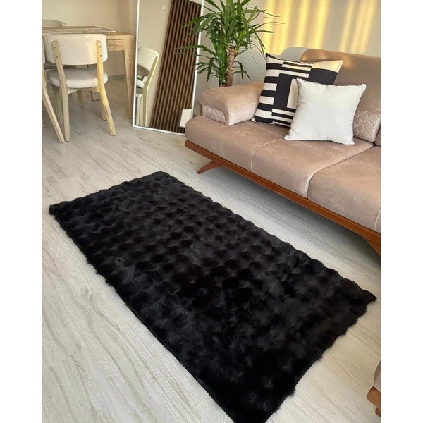 Melns mazgājams paklājs 150x230 cm Bubble Black – Mila Home-image-1