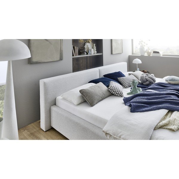Pelēka polsterēta divvietīga gulta ar veļas kasti ar redelēm 200x240 cm Cube – Meise Möbel-image-3