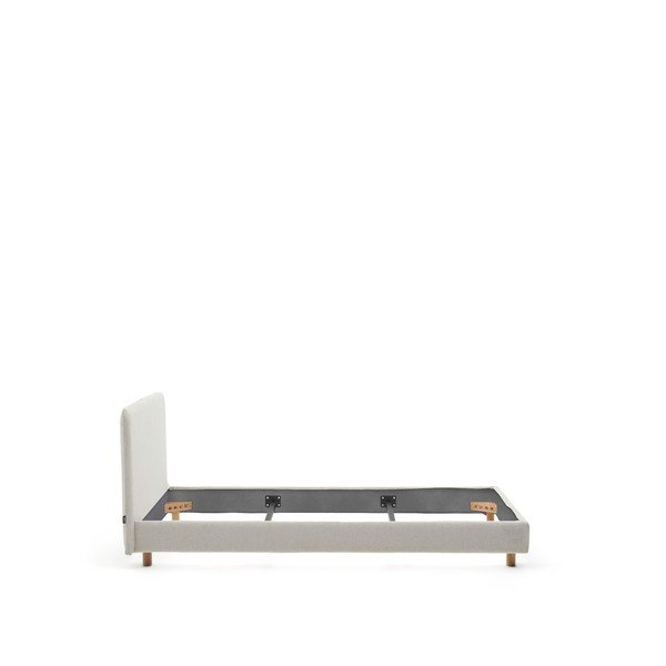 Pelēka polsterēta vienvietīga gulta bez režģa 90x200 cm Valma – Kave Home-image-3