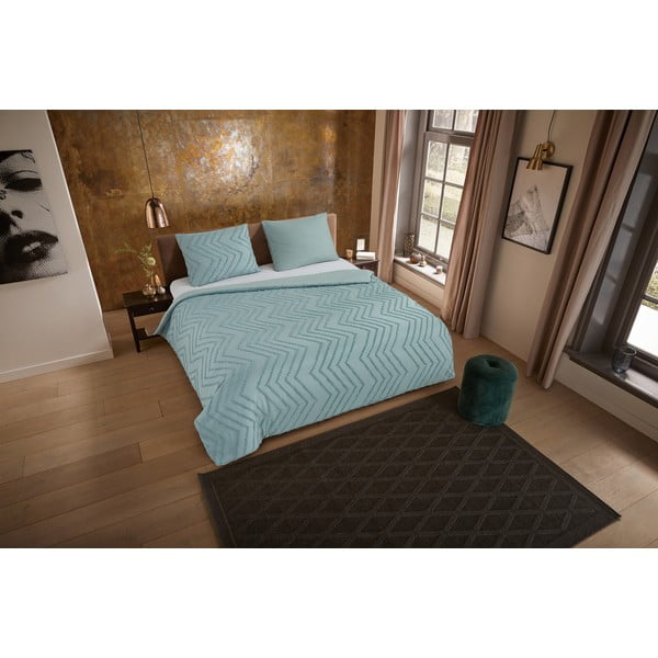 Gaiši zaļa vienguļamā mikrošķiedras gultas veļa 140x220 cm Pure Zigzag – Good Morning-image-3