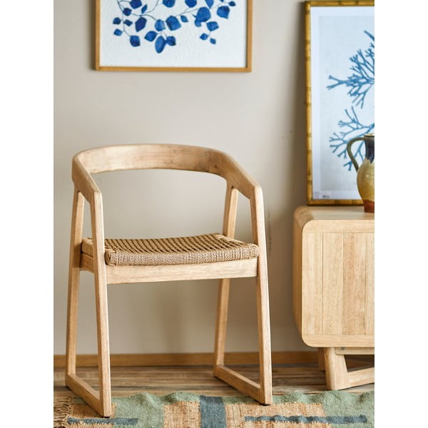 Dabīga toņa gumijkoka masīvkoka pusdienu krēsls Serrone – Bloomingville-image-1