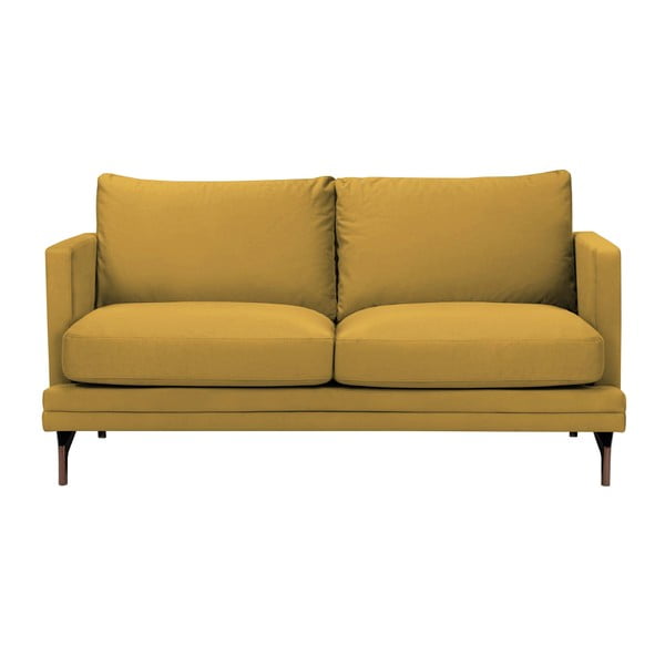 Windsor & Co Sofas Jupiter dzeltens divvietīgs dīvāns ar zelta krāsas kāju balstu