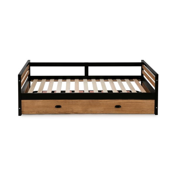 Brūna un melna bērnu gulta ar izvelkamo gultu Marckeric Manhattan, 90 x 200 cm