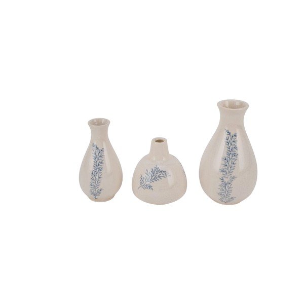 Krēmkrāsas keramikas vāzes (3 gab.) (augstums 16,5 cm) – Ego Dekor