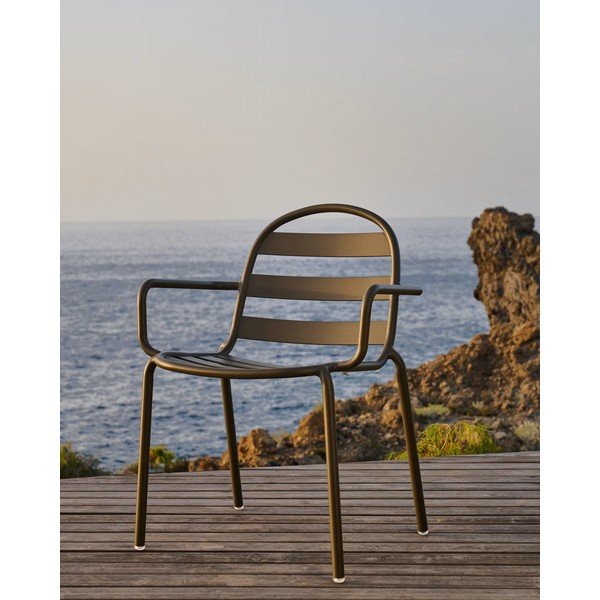 Tumši pelēks metāla dārza krēsls Joncols – Kave Home-image-1