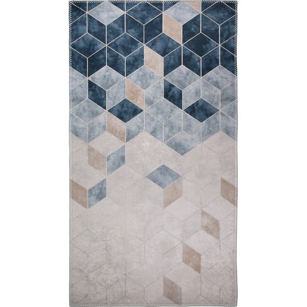 Tumši zils/krēmkrāsas mazgājams paklājs 180x120 cm – Vitaus