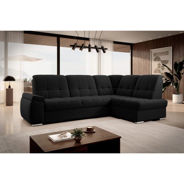 Melns salokāms/ar uzglabāšanas vietu stūra dīvāns (ar labo stūri/L veida) Sado – ELTAP-image-4