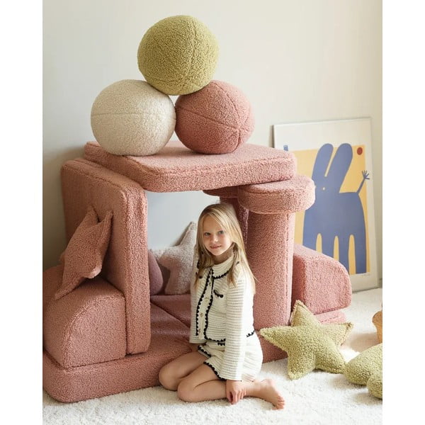 Zaļš bērnu dīvāna spilvens no buklē auduma Ball – Wigiwama-image-2