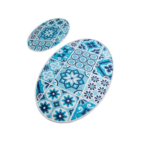 Zili vannas istabas paklājiņi (2 gab.) 60x100 cm Ceramic – Foutastic