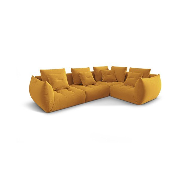 Dzeltens samta stūra dīvāns (ar labo stūri/L veida) Bloom – Micadoni -image-2