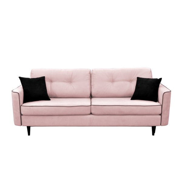Gaiši rozā trīsvietīgs izlaižams dīvāns ar melnām kājām Mazzini Sofas Magnolia