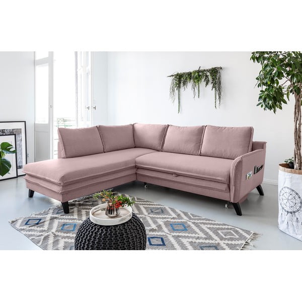 Rozā izlaižams stūra dīvāns Miuform Charming Charlie L, kreisais stūris-image-4