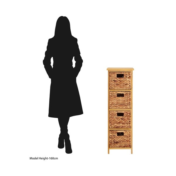 Dabīga toņa paulonijas masīvkoka augsta kumode 32x100 cm – Premier Housewares-image-3