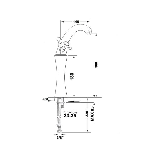Bronzas krāsas stāvošs jaucējkrāns izlietnei Antea – Sapho-image-4