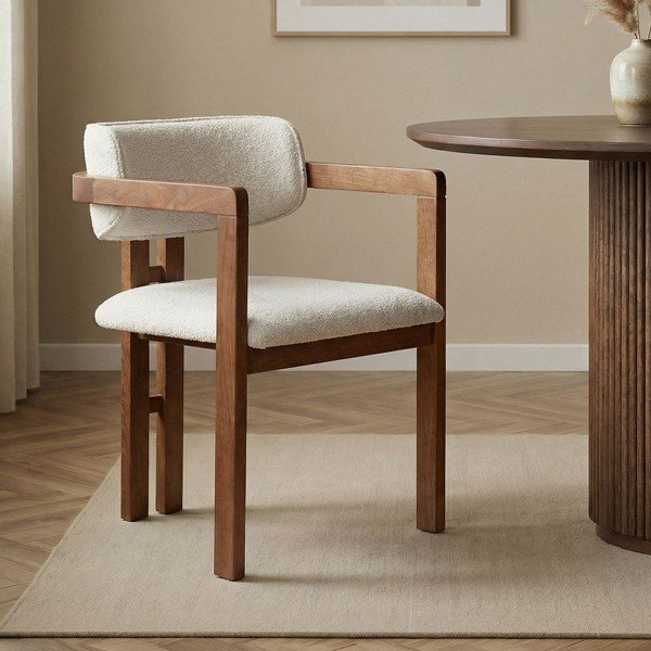 Balts ēdamistabas krēsls ar roku balstiem Toscana – Kalune Design-image-1