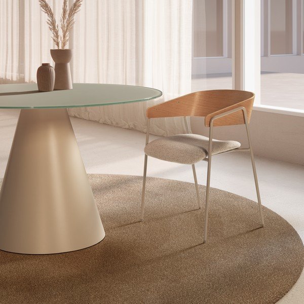 Gaiši pelēki/dabīga toņa polsterēti ēdamistabas krēsli ar roku balstiem (2 gab.) Cora – MOME-image-1