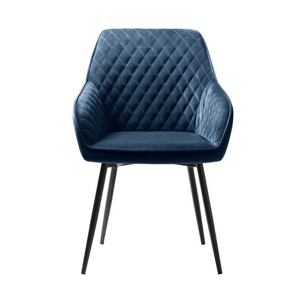 Zils polsterēts ēdamistabas krēsls ar roku balstiem Milton – Unique Furniture-image-1