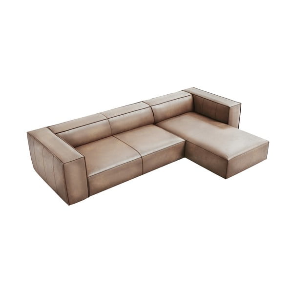Gaiši brūns ādas stūra dīvāns (labais stūris) Madame – Windsor & Co Sofas-image-2