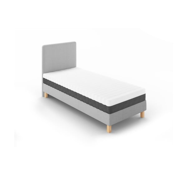 Gaiši pelēka polsterēta vienvietīga gulta ar redelēm 90x200 cm Lotus – Cosmopolitan Design-image-1