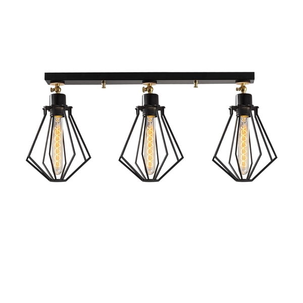 Melna/zelta krāsas griestu lampa ar metāla abažūru ø 18 cm Oylat – Opviq lights