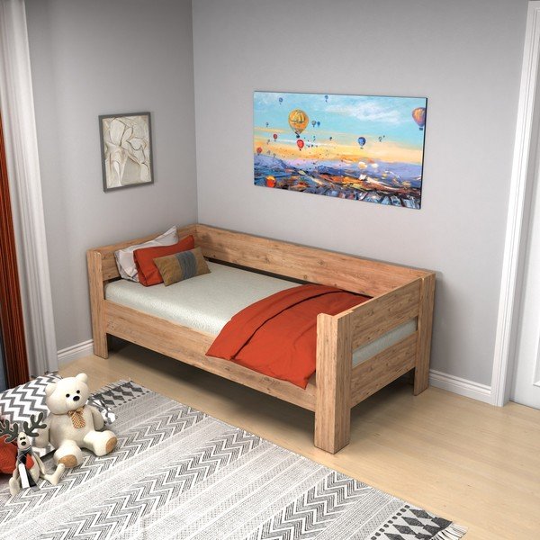 Dabīga toņa vienvietīga gulta 90x190 cm Malina – Kalune Design-image-2