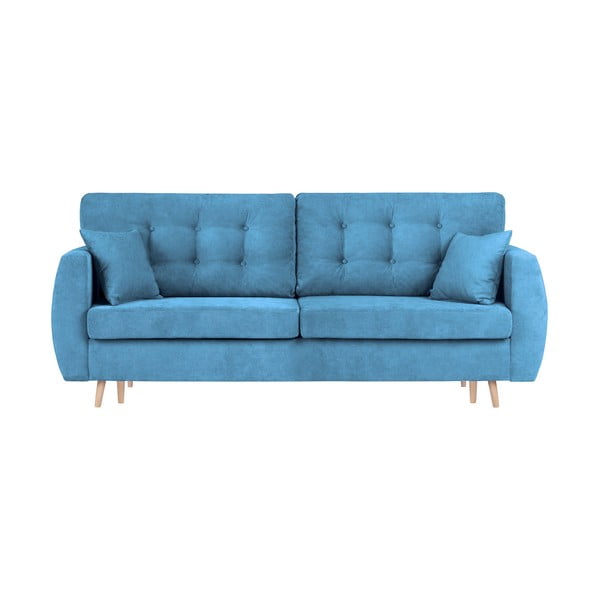 Zils trīsvietīgs dīvāns ar glabāšanas vietu Cosmopolitan Design Amsterdam, 231 x 98 x 95 cm