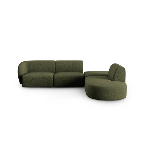 Zaļš stūra dīvāns no šenila auduma (ar labo stūri/L veida) Paolo – Milo Casa