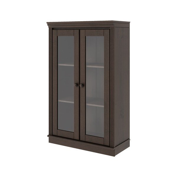 Tumši brūna priedes masīvkoka vitrīna 74x118x35 cm Anita – Støraa-image-2