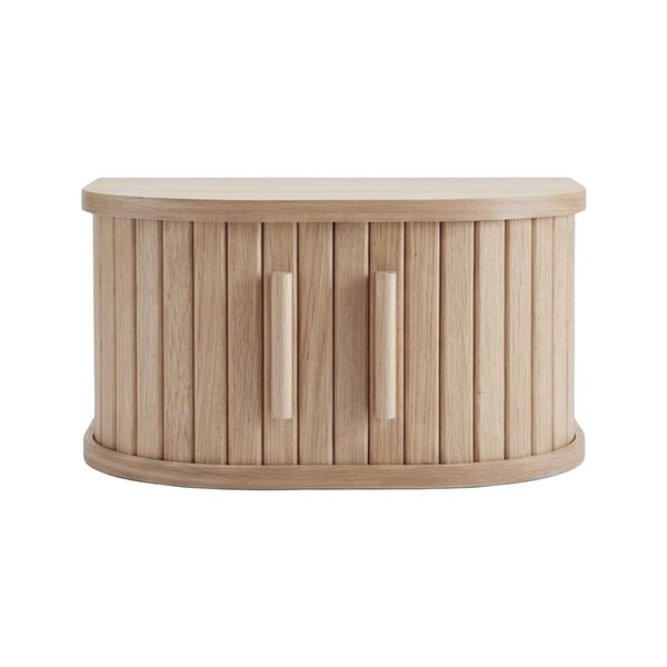 Gaiša dabīga toņa piekarināms/ar plauktiem naktsskapītis ar ozolkoka imitāciju Meta – Unique Furniture-image-1