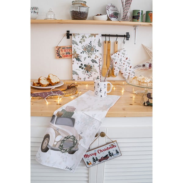 Kokvilnas trauku dvieļi ar Ziemassvētku motīvu (2 gab.) 50x70 cm Festive Car – Butter Kings-image-1