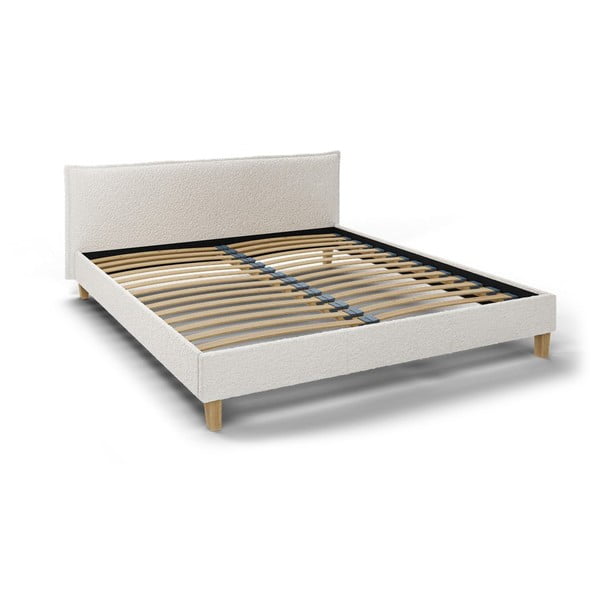 Krēmkrāsas mīksta divvietīga gulta ar režģi 180x200 cm Tina – Ropez