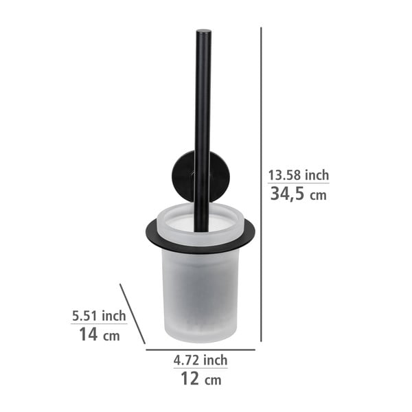 Matēti melna stikla pašlīmējoša tualetes birste Bivio – Wenko-image-3