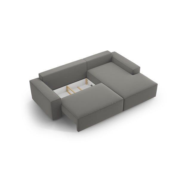 Gaiši pelēks samta salokāms/ar uzglabāšanas vietu stūra dīvāns (ar labo stūri/ar zvilni) Jodie – Micadoni -image-4