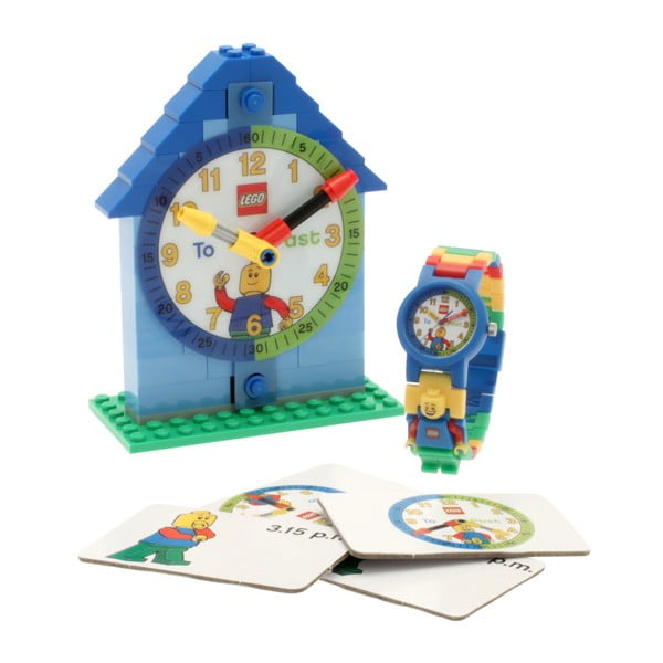 Zils pulkstenis un LEGO® Time Teacher izglītojošais komplekts