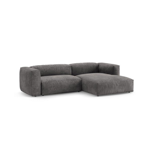 Pelēks samta salokāms modulārais stūra dīvāns (ar labo stūri/ar zvilni) – Micadoni -image-4