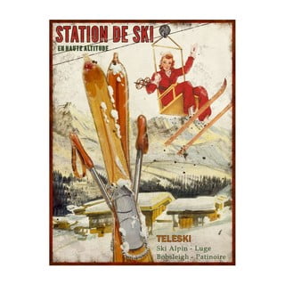 Metāla izkārtne Antic Line Station de Ski, 25 x 33 cm