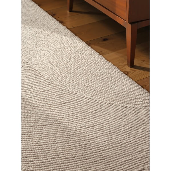 Gaiša dabīga toņa ar rokām darināts vilnas celiņa paklājs 80x200 cm Eleni Natural White – Hanse Home-image-3