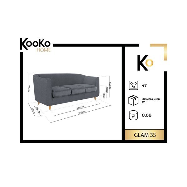 Tumši zaļš Kooko Home Glam dīvāns, 175 cm-image-1
