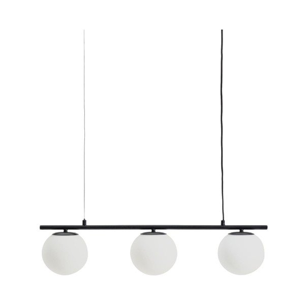Balta/melna metāla piekaramā lampa ar stikla abažūru Brisia – Kave Home